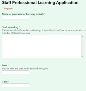 screenshot of online form