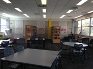 Brindabella Christian College library - I love the signs at the back of the wall